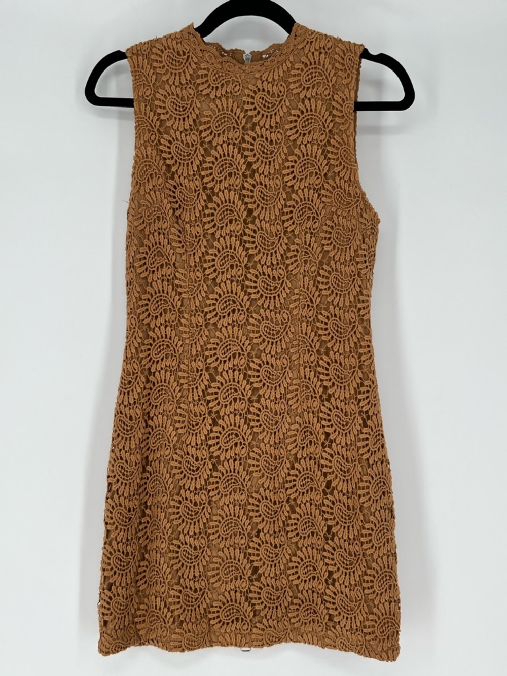 Dolce Vita Sleeveless Crochet Mini Dress‎ in Caramel Brown